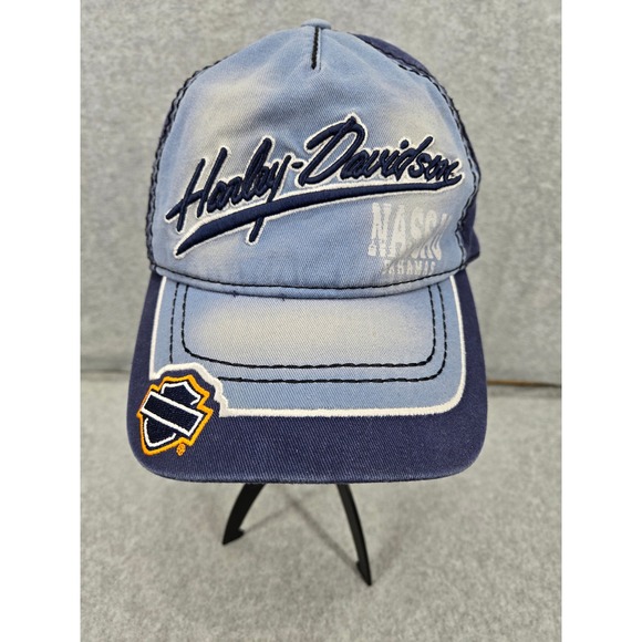 Harley Davidson Nassau Bahamas‎ Blue Skull Design Denim Hat Cap - Picture 1 of 7